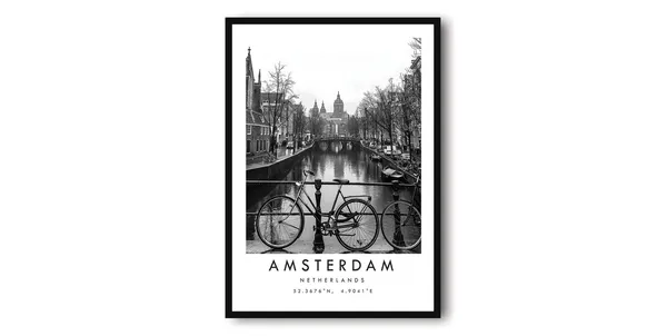 Amsterdam Black And White Photo Print Travel Poster