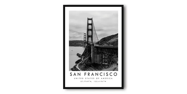 San Francisco Travel Poster, Black and White Wall Decor