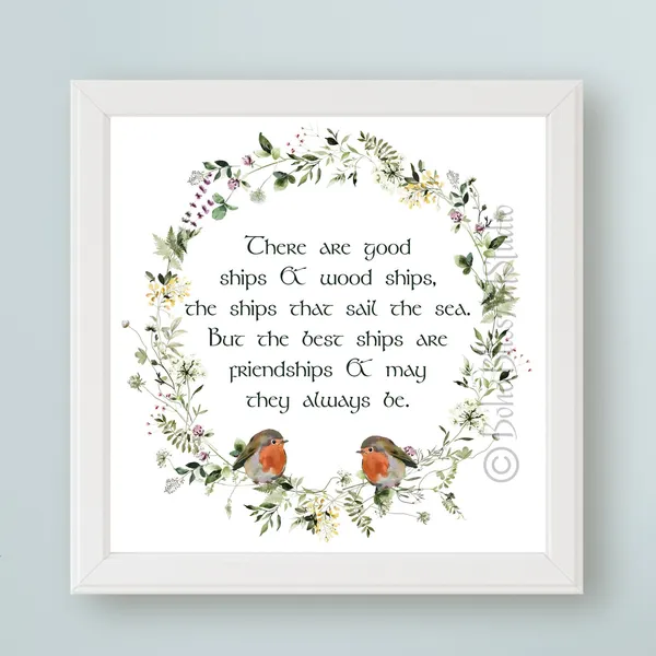 Irish Toast Ships Art Print, Ireland Friendship Quote