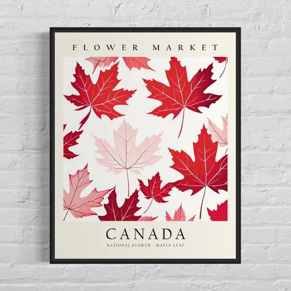 Canada Flower Market Art Print, Botanical Pastel Artwork