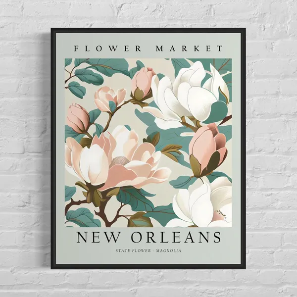 New Orleans Flower Market Magnolia Art Print