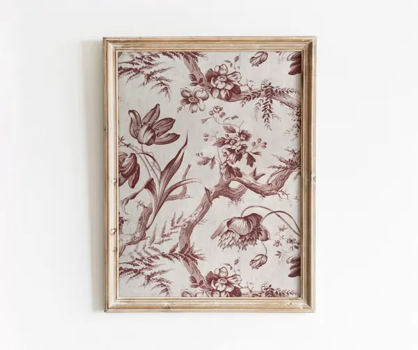 Botanical Textile Vintage Floral Branches Poster