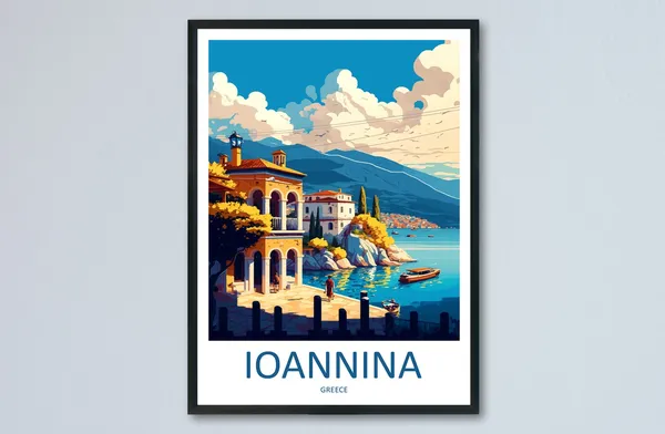 Ioannina Greece Travel Poster, European Wall Art