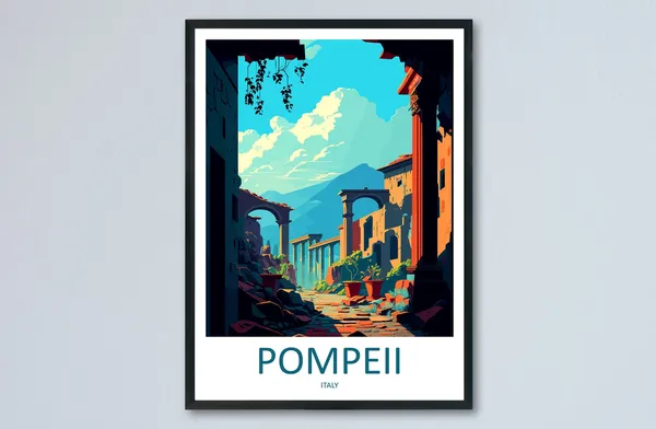 Pompeii Travel Poster, Italy Wall Decor