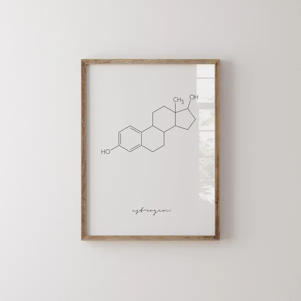 Estrogen Molecule Feminist Art Print, Woman in Science