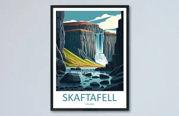 Skaftafell Travel Print, Iceland Waterfall Art Print