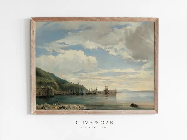 Coastal Landscape Oil Painting, Art Print