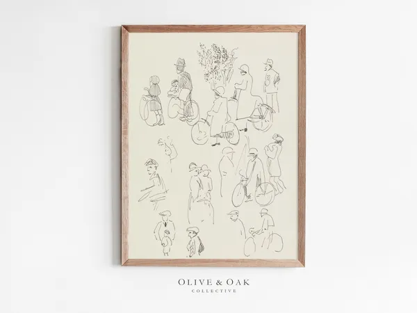 Vintage Portrait Study Drawing, Figure Sketch Art Print