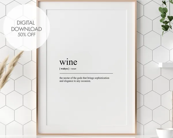 Wine Funny Definition Art Print, Kitchen Decor