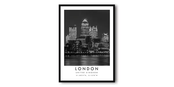 London Skyline Black and White Art Print
