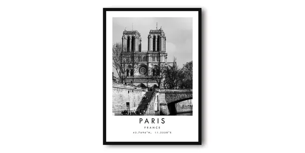 Paris Black And White Travel Poster, France