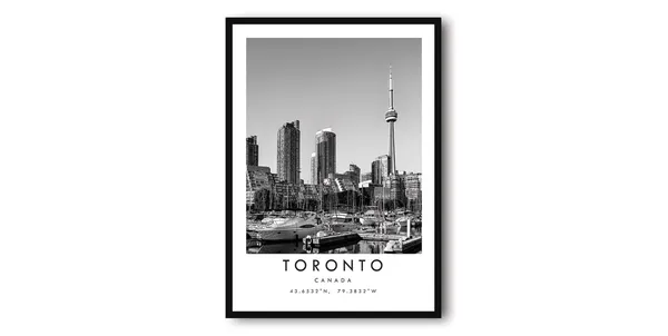 Toronto Skyline Black and White Travel Poster