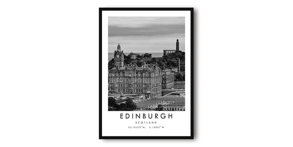 Edinburgh Scotland Black And White Cityscape Art Print