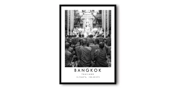Bangkok Black and White Minimalist Travel Poster