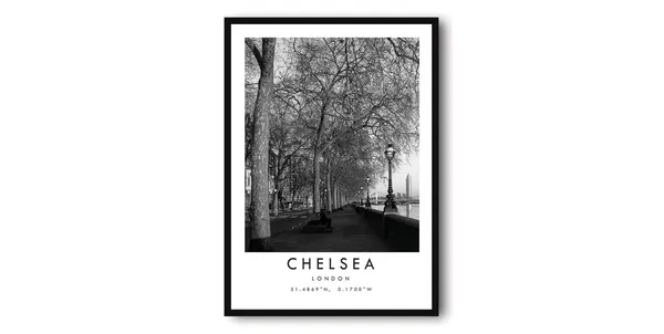 Chelsea, London Black-and-White Travel Poster