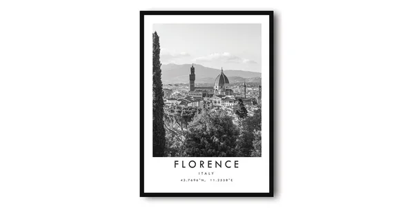 Florence Italy Black And White Cityscape Poster