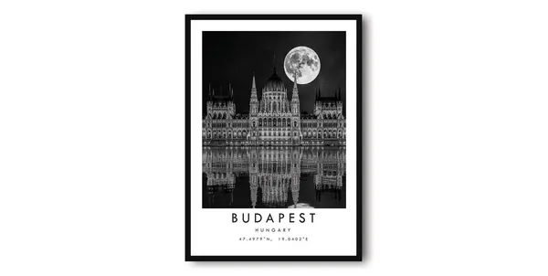 Budapest Black and White Travel Poster Print