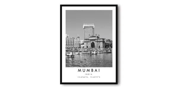 Mumbai India Black And White Minimalist Art Print