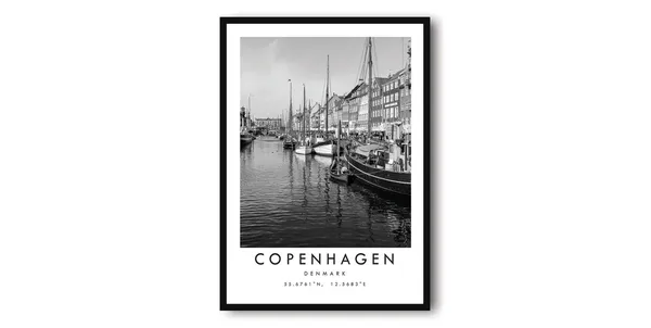 Copenhagen Black And White Denmark Travel Poster