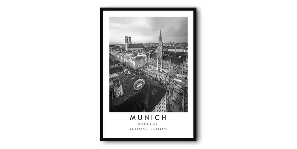 Munich Germany Black and White Minimalist Art Print