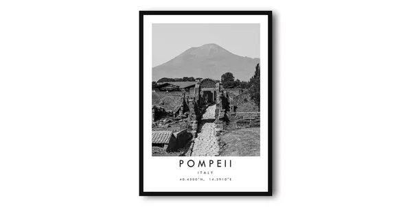 Pompeii Black And White Travel Poster, Italy
