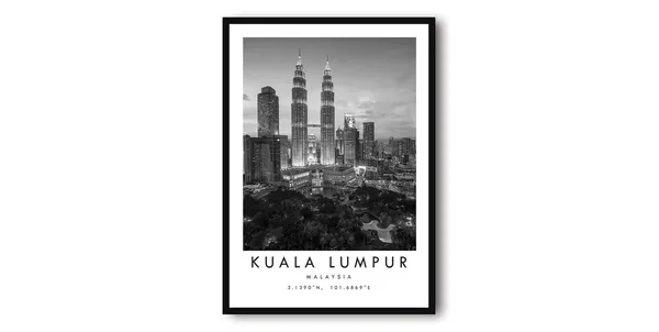 Kuala Lumpur Black And White Travel Poster