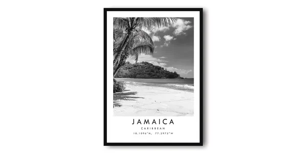 Jamaica Beach Black And White Art Print
