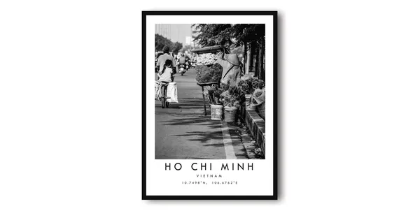Ho Chi Minh Black and White Travel Poster