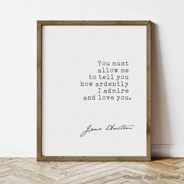 Jane Austen Quote Book Lovers Wall Art Print
