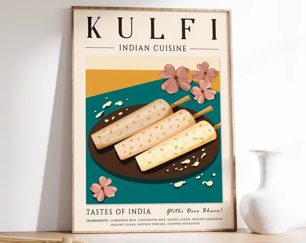 Kulfi Indian Food Poster, Kitchen Decor Art Print
