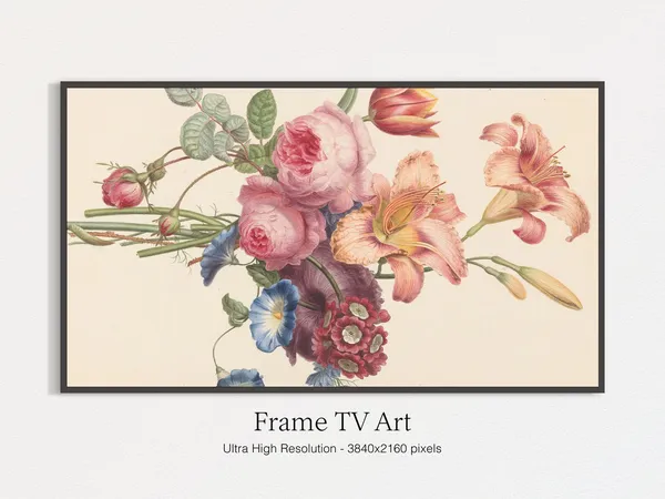 Spring Flowers Still Life, Vintage Roses Art Print