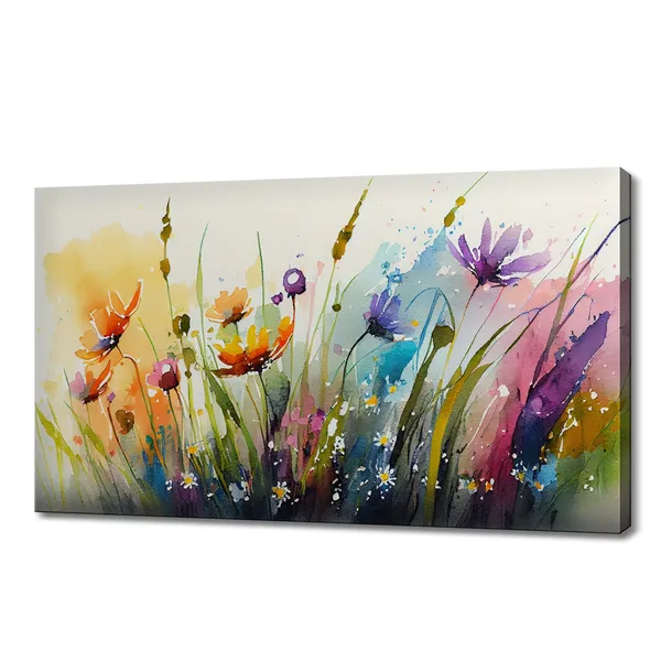 Meadow Watercolor Flowers Art Print, Botanical Decor