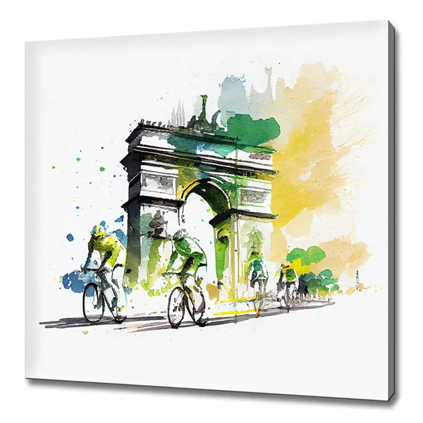 France Cycling Race Abstract Watercolor Travel Poster