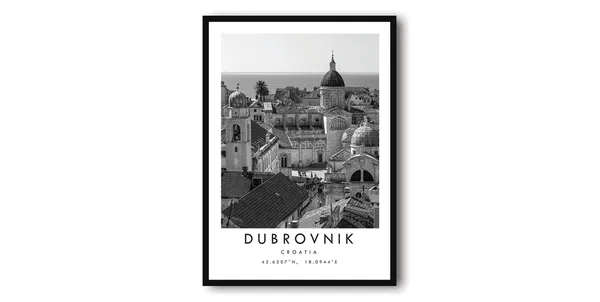 Dubrovnik Croatia Black And White Travel Poster