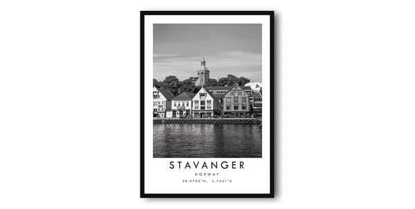 Stavanger Norway Black And White Cityscape Poster
