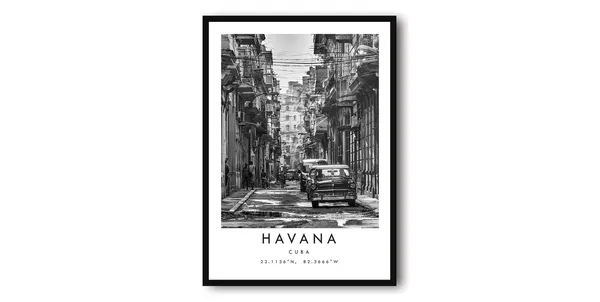 Havana Black And White Travel Poster