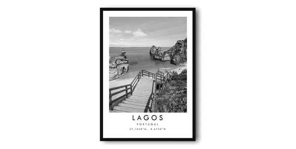 Lagos Portugal Black And White Travel Poster