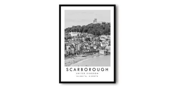 Scarborough Black And White Travel Poster