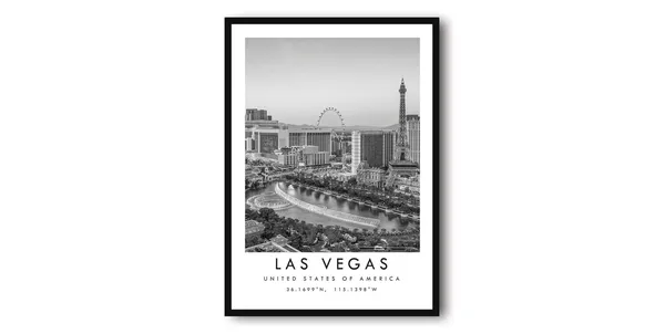 Las Vegas Black And White Cityscape Travel Poster