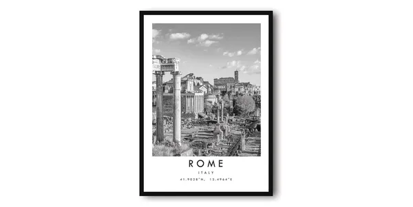 Rome Travel Print, Black and White Minimalist Poster