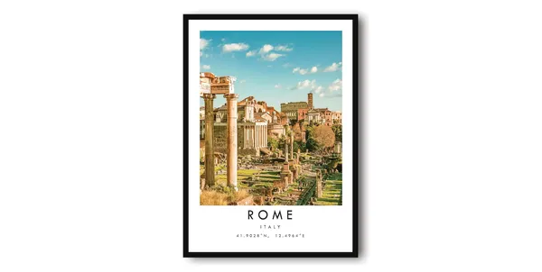 Rome Travel Poster, Italy Minimalist City Print