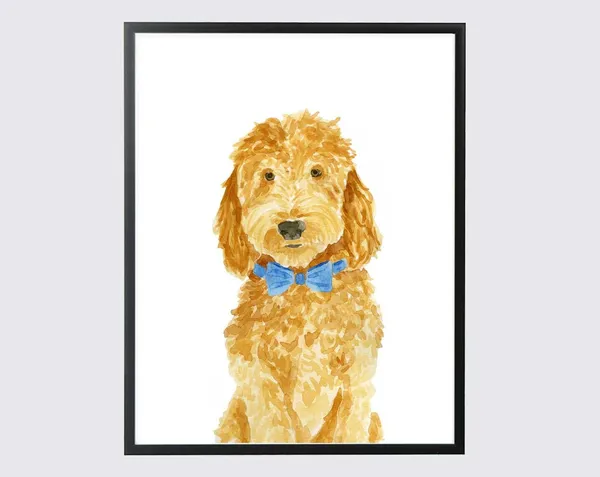 Goldendoodle Portrait Art Print, Labradoodle Dog
