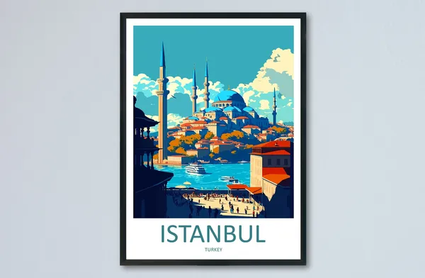 Istanbul Travel Poster, Europe Place Print
