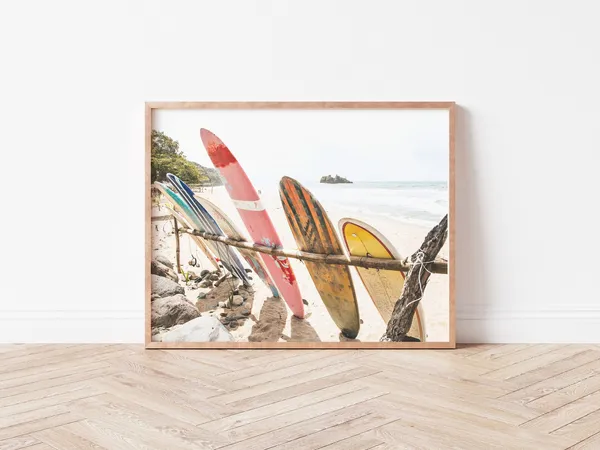 Surf Print Coastal Surfboard Photography Art Print