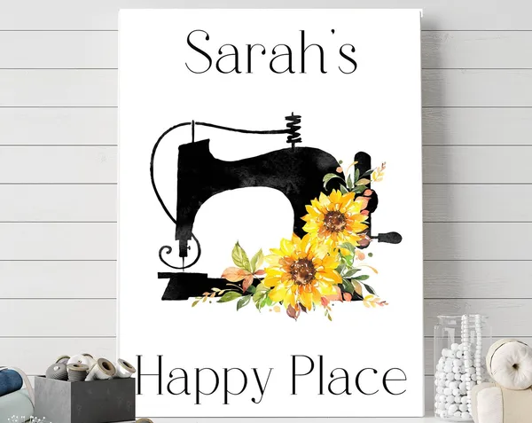 Personalized Craft Room Sunflower Sign, Custom Name