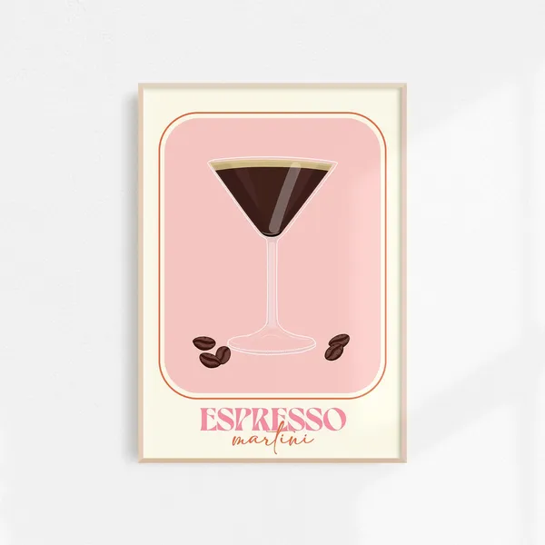 Espresso Martini Retro Bar Cart Art Print