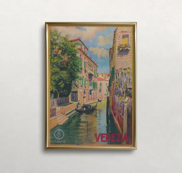 Venice Vintage Travel Poster, Italy Wall Art Print