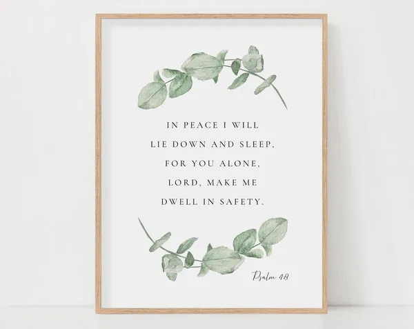 Psalm 48 Botanical Scripture Art Print, Christian Decor