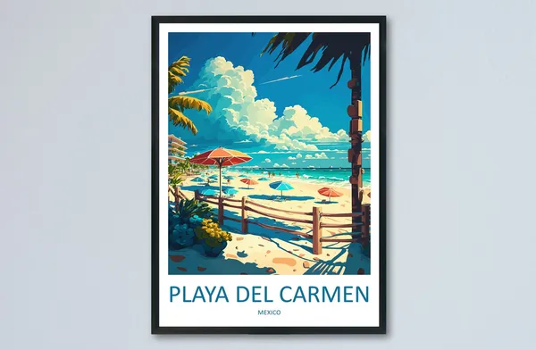 Playa Del Carmen Travel Poster, Place Wall Art