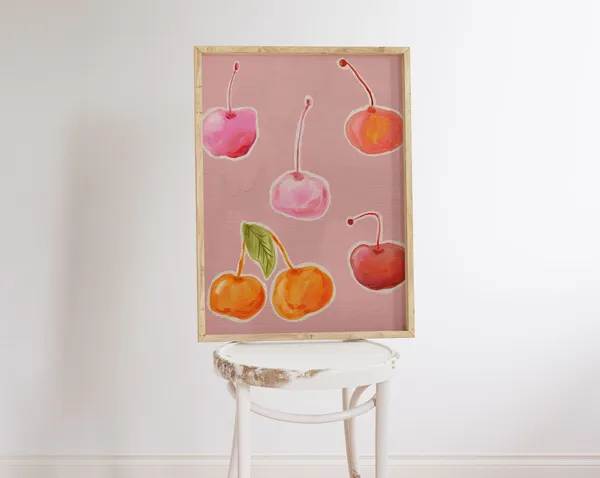 Cherry Still Life Colorful Art Print